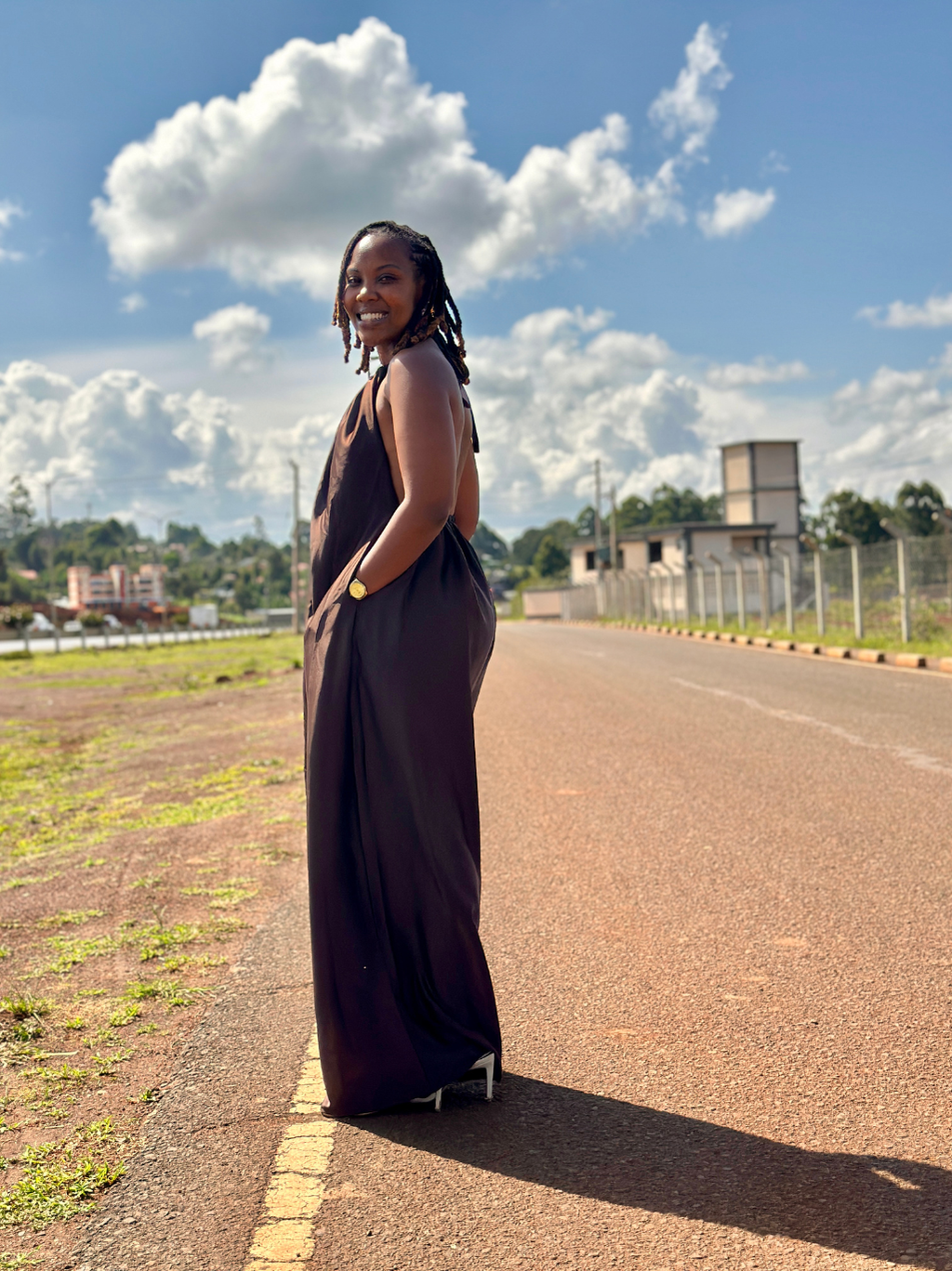 Chocolate Brown Backless Dress