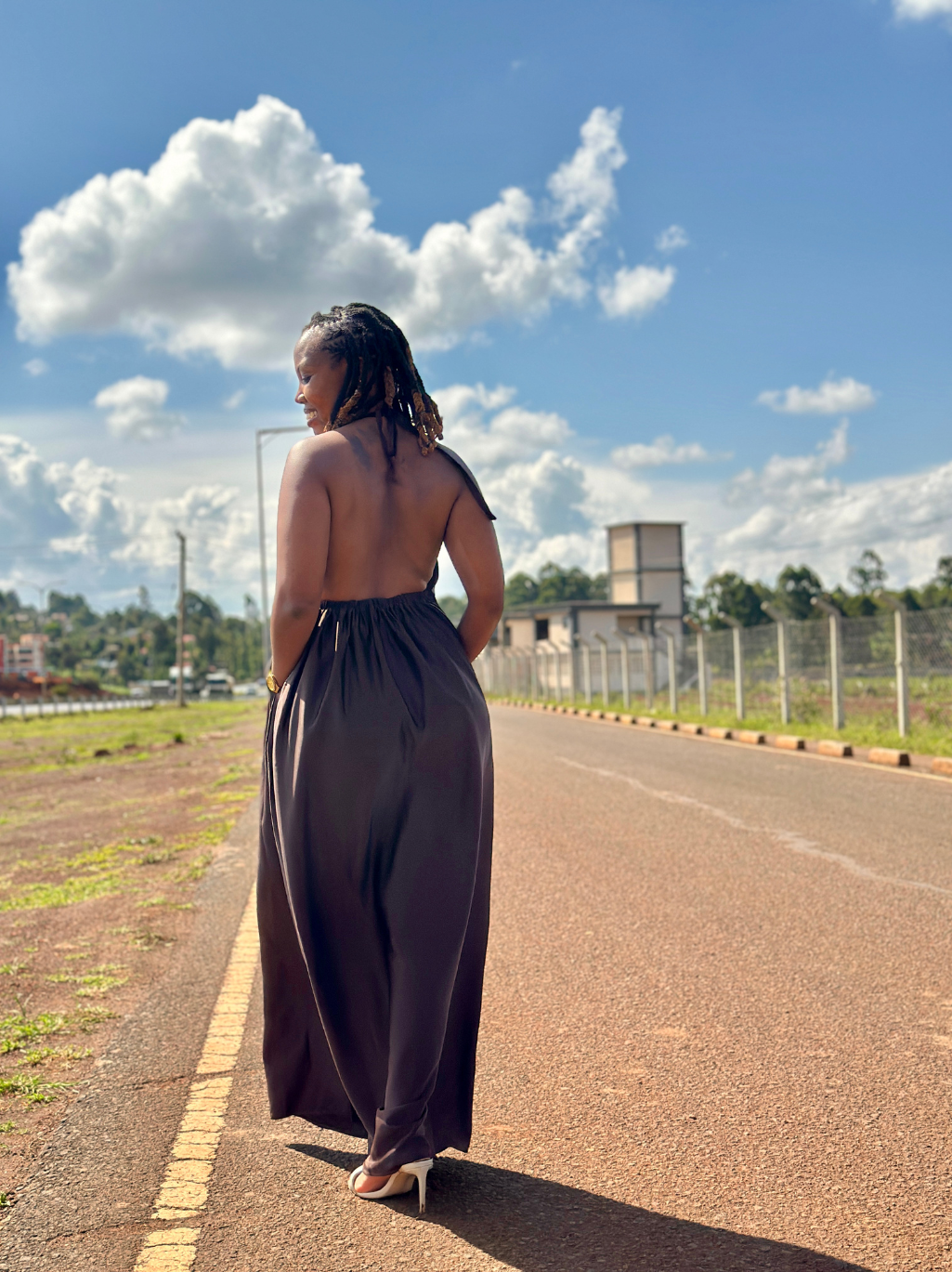 Chocolate Brown Backless Dress